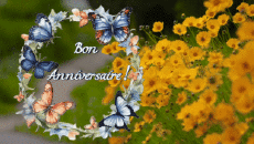 Mensajes Francés Bon Anniversaire Papillons Fondo animado 004 