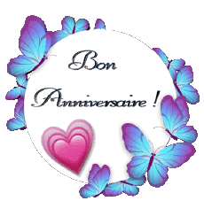 Messages French Bon Anniversaire Papillons Transparent Background 010 