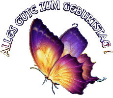 Nachrichten Deutsche Alles Gute zum Geburtstag Schmetterlinge Transparenter Hintergrund 001 