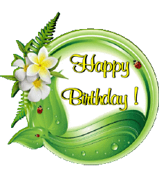 Messages Anglais Happy Birthday Floral Fond Transparent 011 