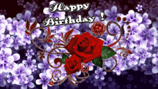 Mensajes Inglés Happy Birthday Floral Fondo animado 003 
