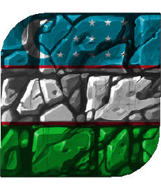 Flags Asia Uzbekistan Square 