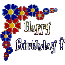 Messages English Happy Birthday Floral 005 