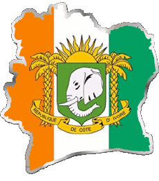 Bandiere Africa Costa d'Avorio Carta Geografica 