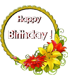 Messages English Happy Birthday Floral Transparent Background 017 
