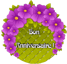 Mensajes Francés Bon Anniversaire Floral 019 