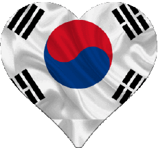 Bandiere Asia Corea del Sud Cuore 