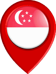 Drapeaux Asie Singapour Epingle de Localisation 