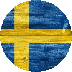 Flags Europe Sweden Round 