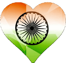 Drapeaux Asie Inde Coeur 