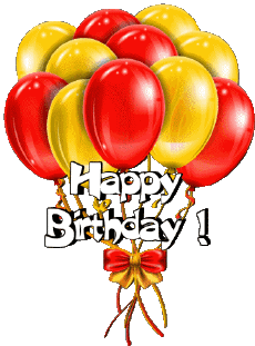 Nachrichten Englisch Happy Birthday Balloons - Confetti 007 