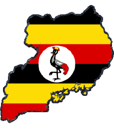 Fahnen Afrika Uganda Karte 