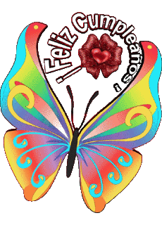 Messagi Spagnolo Feliz Cumpleaños Mariposas Sfondo trasparente 003 