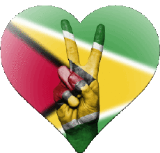 Drapeaux Amériques Guyana Coeur 