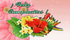 Messages Espagnol Feliz Cumpleaños Floral Fond Animé 002 