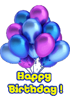 Nachrichten Englisch Happy Birthday Balloons - Confetti 004 
