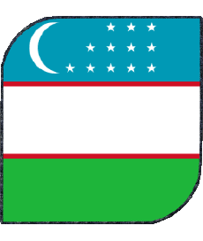Drapeaux Asie Ouzbékistan Carré 
