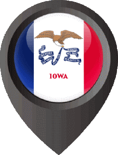 Drapeaux Amériques U.S.A - Etats Iowa Epingle de Localisation 