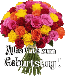 Mensajes Alemán Alles Gute zum Geburtstag Blumen Fondo transparente 016 
