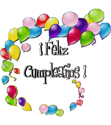 Messages Espagnol Feliz Cumpleaños Globos - Confeti 012 
