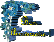 Nachrichten Französisch Bon Anniversaire Floral Transparenter Hintergrund 002 