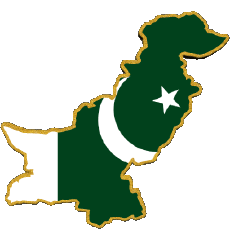 Drapeaux Asie Pakistan Carte 