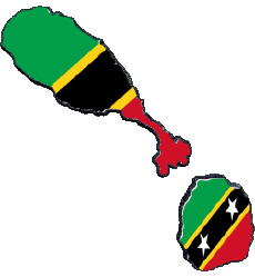 Banderas América Saint Kitts y Nevis Mapa 