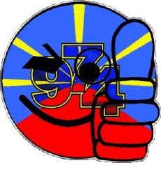 Drapeaux France D.O.M - T.O.M La Réunion Smiley - OK 