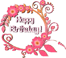 Messages Anglais Happy Birthday Floral Fond Transparent 022 