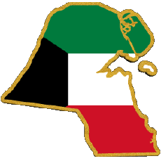 Fahnen Asien Kuwait Karte 