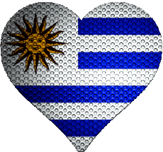 Flags America Uruguay Heart 