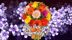 Messages Allemand Alles Gute zum Geburtstag Blumen Fond Animé 003 