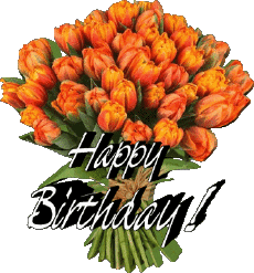 Messages Anglais Happy Birthday Floral Fond Transparent 012 