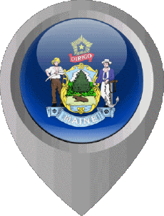 Drapeaux Amériques U.S.A - Etats Maine Epingle de Localisation 