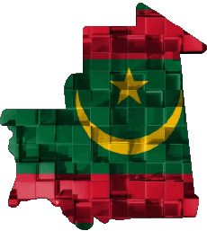 Fahnen Afrika Mauretanien Karte 