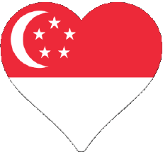 Drapeaux Asie Singapour Coeur 