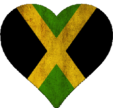 Drapeaux Amériques Jamaïque Coeur 
