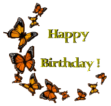 Mensajes Inglés Happy Birthday Butterflies Fondo transparente 009 