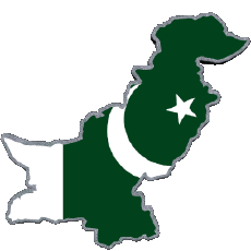 Bandiere Asia Pakistan Carta Geografica 