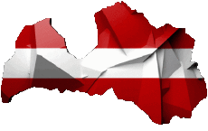 Bandiere Europa Lettonia Carta Geografica 