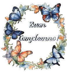 Messages Italian Buon Compleanno Farfalle Transparent Background 007 