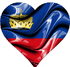 Flags Europe Liechtenstein Heart 