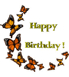Mensajes Inglés Happy Birthday Butterflies Fondo transparente 009 