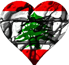 Drapeaux Asie Liban Coeur 