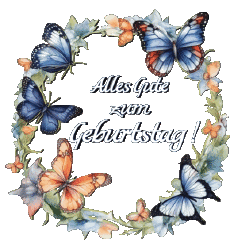 Mensajes Alemán Alles Gute zum Geburtstag Schmetterlinge Fondo transparente 007 