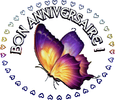 Messages French Bon Anniversaire Papillons Transparent Background 001 