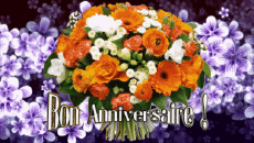 Messagi Francese Bon Anniversaire Floral Sfondo animato 003 