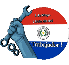 Messagi Spagnolo 1 de Mayo Feliz día del Trabajador - Paraguay 