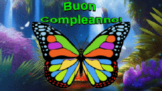 Nachrichten Italienisch Buon Compleanno Farfalle Animierter Hintergrund 003 