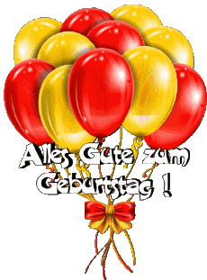 Mensajes Alemán Alles Gute zum Geburtstag Luftballons - Konfetti 007 